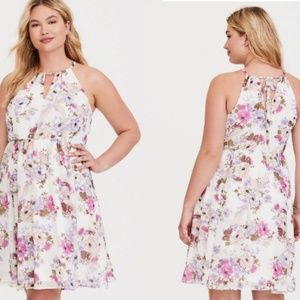 Torrid Pink Floral Halter Chiffon Dress 0